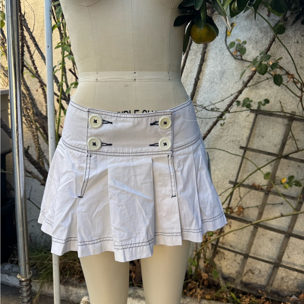 Roxy White Mini Skirt with Button Detail